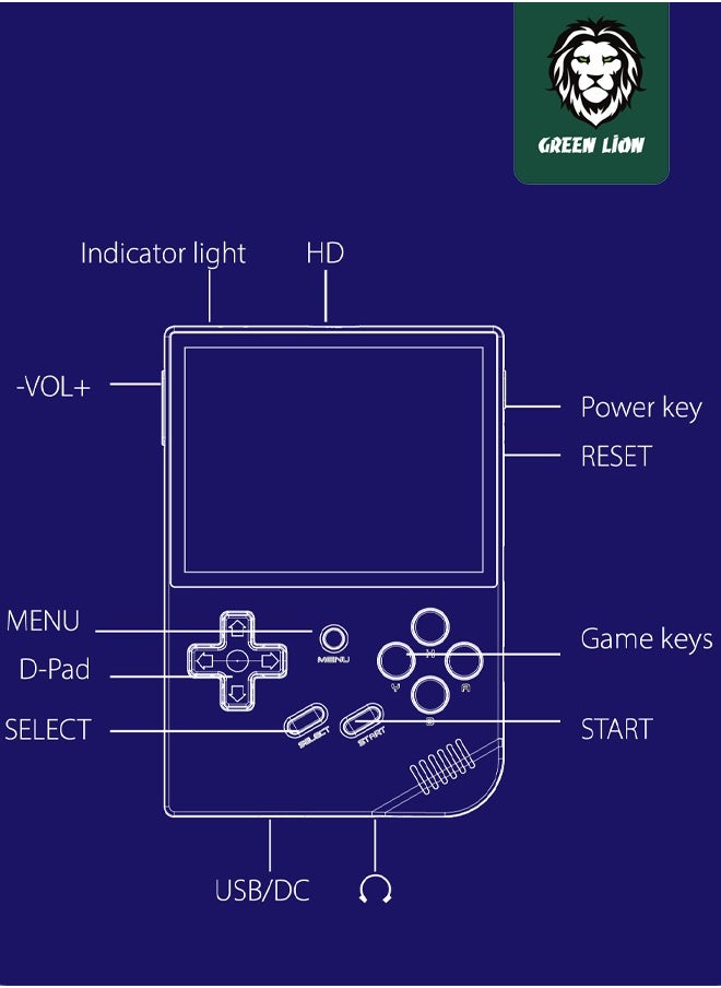 GREEN LION - GP PRO Gaming 17 consoles in 1 with more than 5400 games and 10Hrs Standby /PS1 / Vertical Arcade CPS/ NeoGeo/ FBAHACK/ MAME/ GBA/ NES/ SMS/ MD/ GBC/ GB/ PCE/ NGPC/ GE/ WSC/ SNES- transparent - Image 1