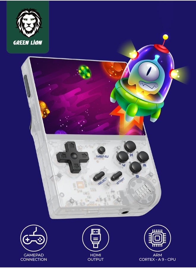 GREEN LION - GP PRO Gaming 17 consoles in 1 with more than 5400 games and 10Hrs Standby /PS1 / Vertical Arcade CPS/ NeoGeo/ FBAHACK/ MAME/ GBA/ NES/ SMS/ MD/ GBC/ GB/ PCE/ NGPC/ GE/ WSC/ SNES- transparent - Image 1