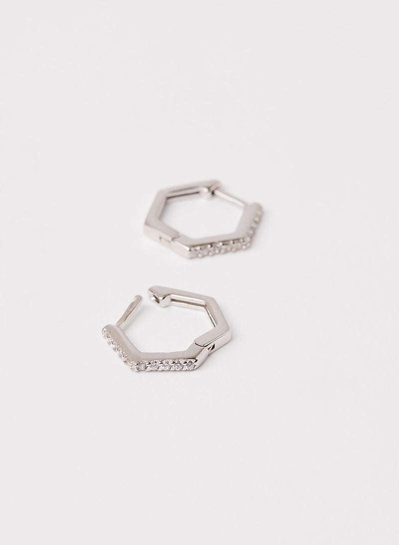 KINGSLEY RYAN Embellished Hexagon Earrings - Image 2