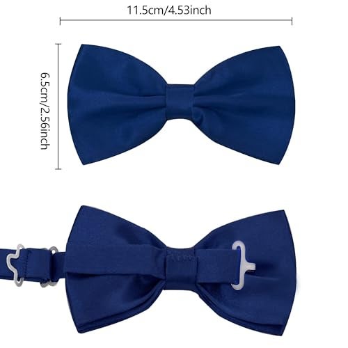 habibee Suspender and Bow Tie Set for Men Adjustable Braces with Y Back, Diverse Colors, Strong Clips (1, Navy Blue) - Image 2