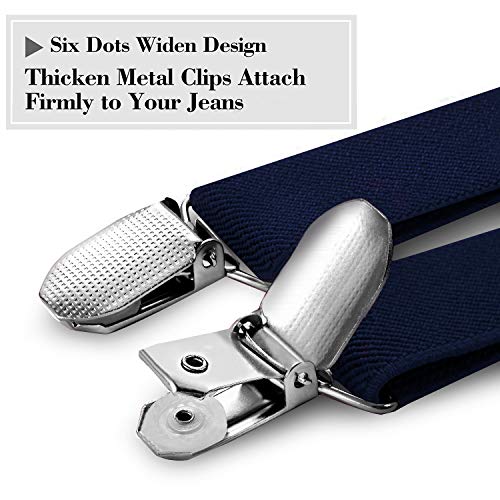 habibee Suspender and Bow Tie Set for Men Adjustable Braces with Y Back, Diverse Colors, Strong Clips (1, Navy Blue) - Image 4