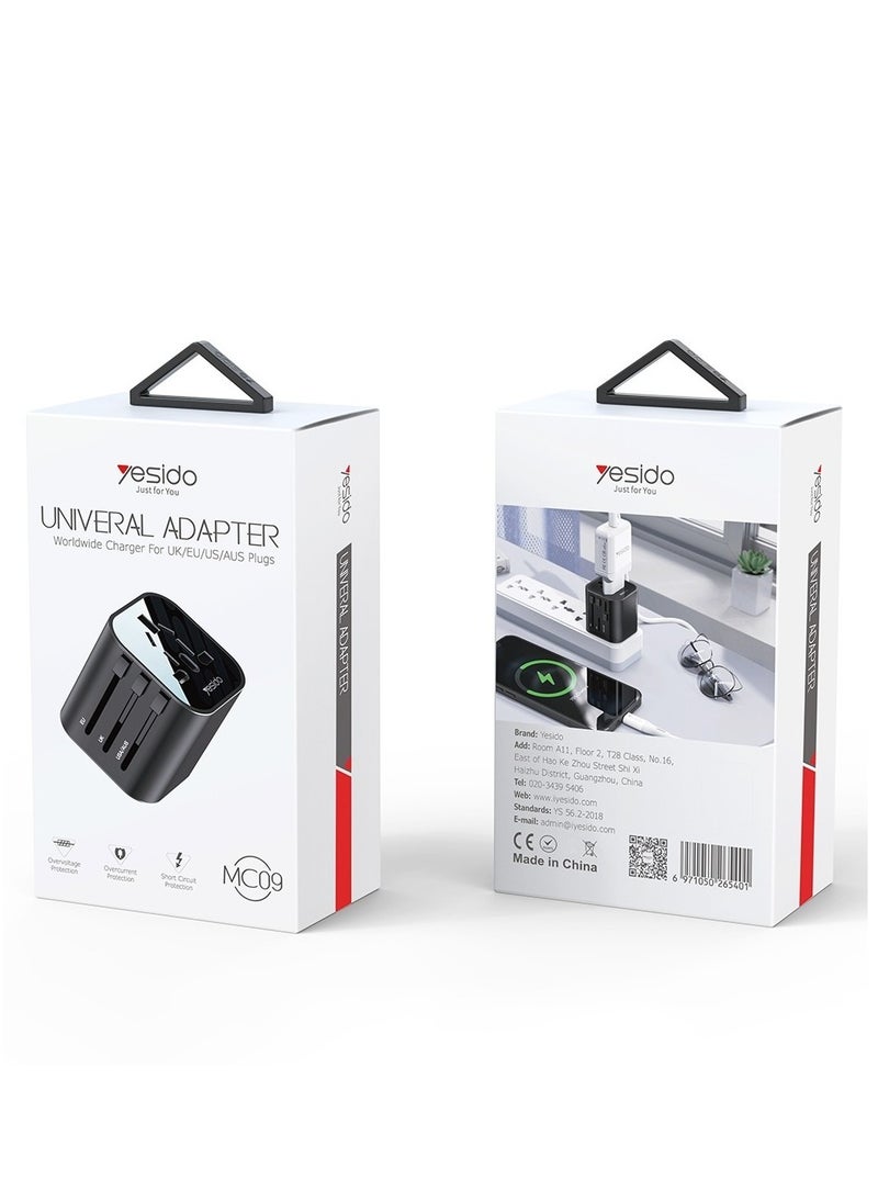Yesido MC-09 Multi-function Universal Travel Adapter Plug (Black)