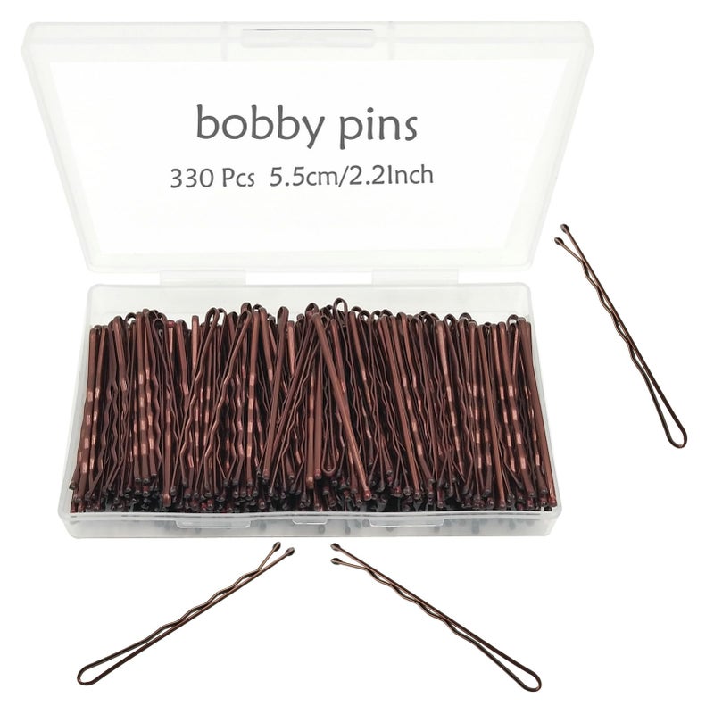 Bobby Pins Brown 330 Count 22 Inch Hair Pins With Cute Box Premium Bobby Pin For Kids Girls And Women Great For All Hair Types