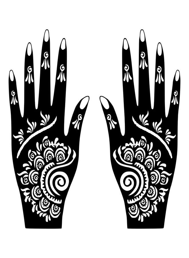 VANVATI Graceful Back Hand Mehndi Stencil Sticker Left & Right Hand Design Set Easy to Apply - Image 2