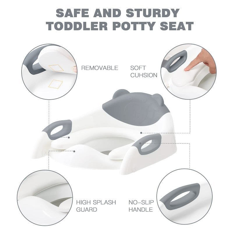 SKYROKU SKYROKU Toilet Potty Training Seat with Step Stool Ladder, Training Toilet for Kids Boys Girls Toddlers-Comfortable Safe Potty Seat with Anti-Slip Pads Ladder (Grey)  - Image 2