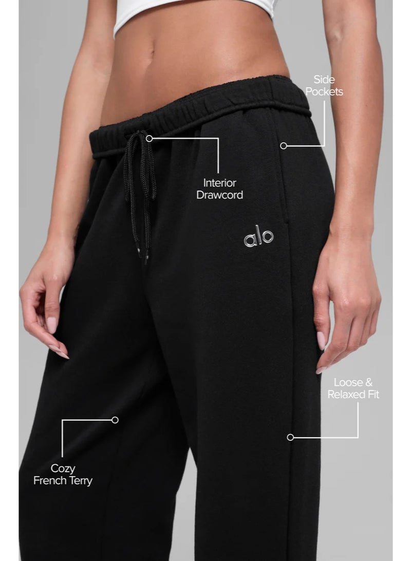 Alo Yoga Alo Women's Loose Ankle-Length Cotton French Terry Sweatpants-Black - Image 3
