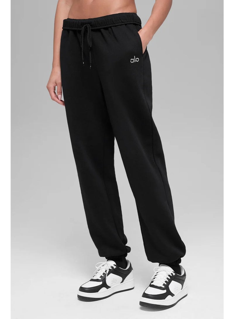 Alo Yoga Alo Women's Loose Ankle-Length Cotton French Terry Sweatpants-Black - Image 1