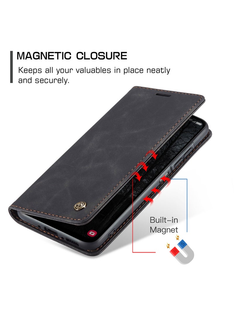 CaseMe Phone Case Luxury PU Leather Design 013 Flip Cover Card Slot Holder Cover For Samsung Galaxy A26 (Black ) - Image 3