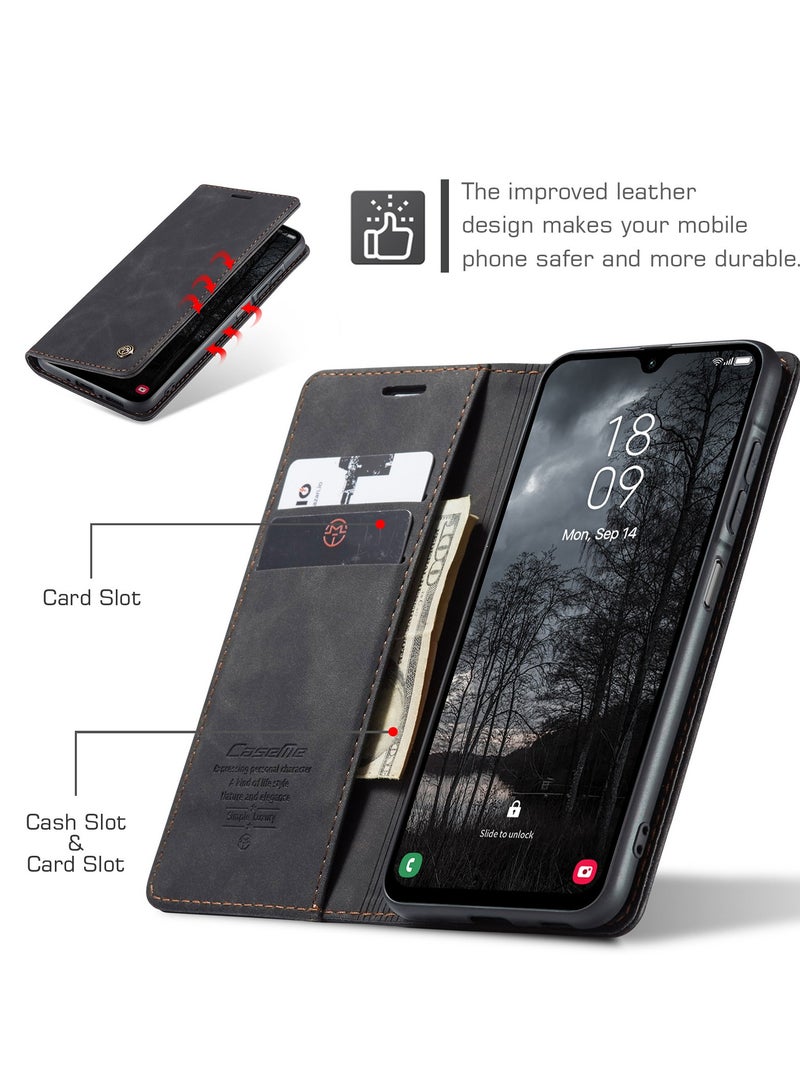 CaseMe Phone Case Luxury PU Leather Design 013 Flip Cover Card Slot Holder Cover For Samsung Galaxy A26 (Black ) - Image 4