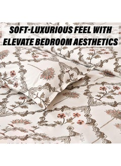 Kuber Industries Kuber Industries Set of 4 Dohar Set | 1 Piece Double Bedsheet with 2 Pillow Cover & Dohar Combo Set | Comforter | Bedsheet & AC Blanket Set for Bedroom | Quilt | Pushpa Flower Star | Brown  - Image 4