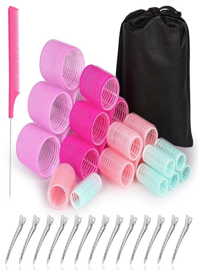 Acejoz Hair Rollers Set for Blowout Look, 38 Pcs Self Grip Hair Rollers with 4 Sizes, 12 Pcs Hair Clips, Comb, Storage Bag for Long, Medium, Short, Thick Hair Volume (Multicolor) - Image 1