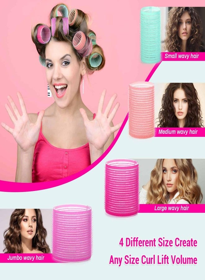 Acejoz Hair Rollers Set for Blowout Look, 38 Pcs Self Grip Hair Rollers with 4 Sizes, 12 Pcs Hair Clips, Comb, Storage Bag for Long, Medium, Short, Thick Hair Volume (Multicolor) - Image 4