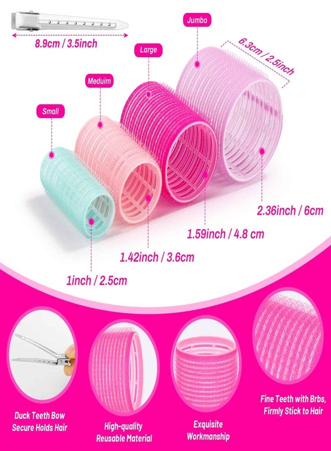 Acejoz Hair Rollers Set for Blowout Look, 38 Pcs Self Grip Hair Rollers with 4 Sizes, 12 Pcs Hair Clips, Comb, Storage Bag for Long, Medium, Short, Thick Hair Volume (Multicolor) - Image 3