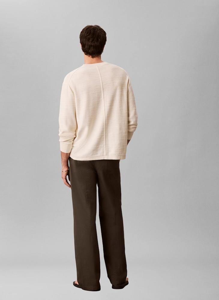 CALVIN KLEIN Relaxed Cotton Dobby Trousers - Image 3