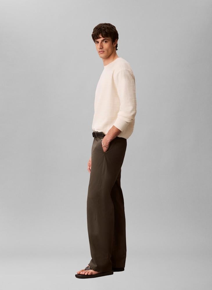 CALVIN KLEIN Relaxed Cotton Dobby Trousers - Image 5