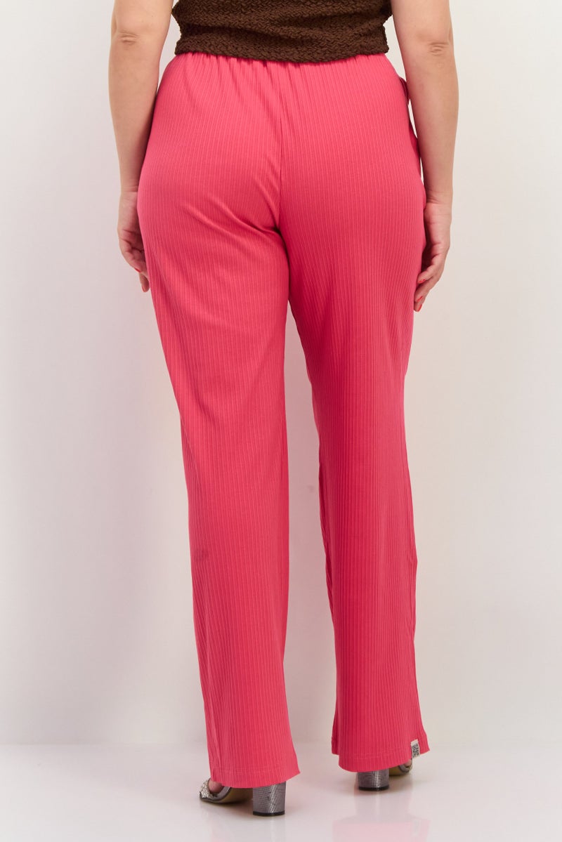 The Giving Movement Women Regular Fit Wide Leg Textured Palazzo Pants, Pink - Image 4