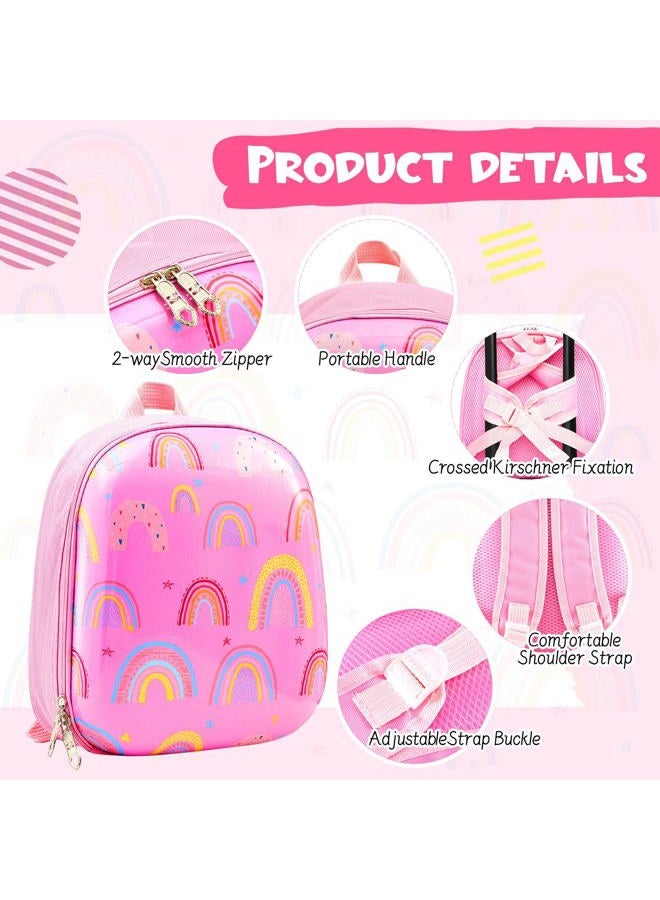 Sanwuta 4 Pcs Kids Luggage Set Kids Backpack Travel Rolling Suitcase with Wheels U-shape Pillow Christmas Gift for Girls Boys(20 Inch,Rainbow Style,Pink) - Image 4