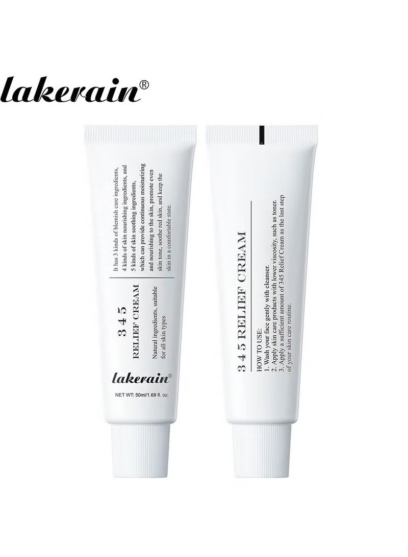 lakerain 345 Relief Cream | Daily Face Moisturizer | Blemish Relief Care | Soothing Recovery & Moisture with Niacinamide, Panthenol | Korean Vegan Skincare for All Skin Types | 1.69 Fl Oz (Pack of 1) - Image 1