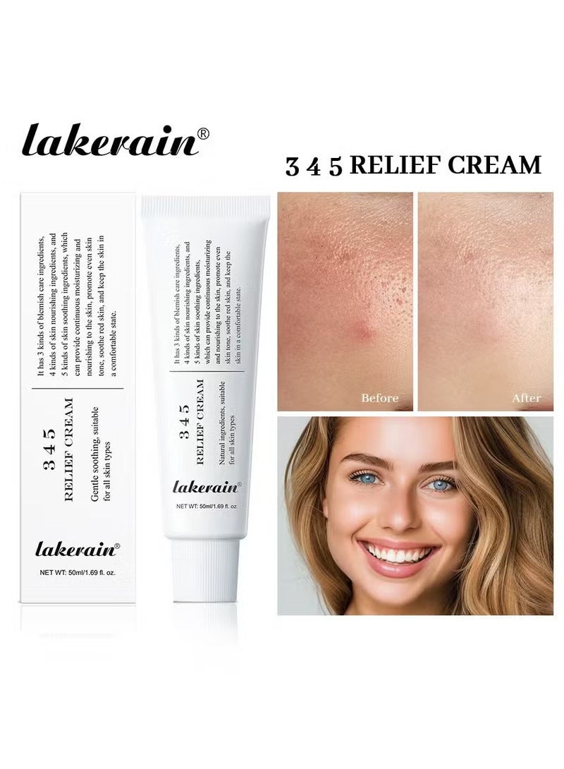 lakerain 345 Relief Cream | Daily Face Moisturizer | Blemish Relief Care | Soothing Recovery & Moisture with Niacinamide, Panthenol | Korean Vegan Skincare for All Skin Types | 1.69 Fl Oz (Pack of 1) - Image 2