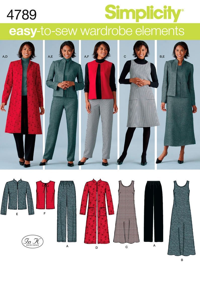Simplicity Easy-to-Sew 4789 Plus Size Pants, Vest, Jacket and Jumper Sewing Pattern for Women by In K Design, Sizes BB (20W -28W) - Image 1