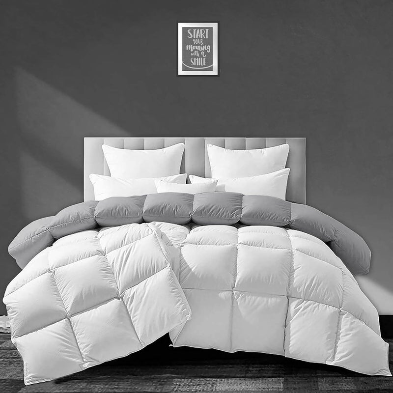 BEDDY FUSION 500 GSM Winter Comforter King Size 92X106 Premium Collection Heavy Winter Comforter 500 GSM Microfiber Fill DuvetBlanket King Size WhiteSilver Grey Color - Image 1