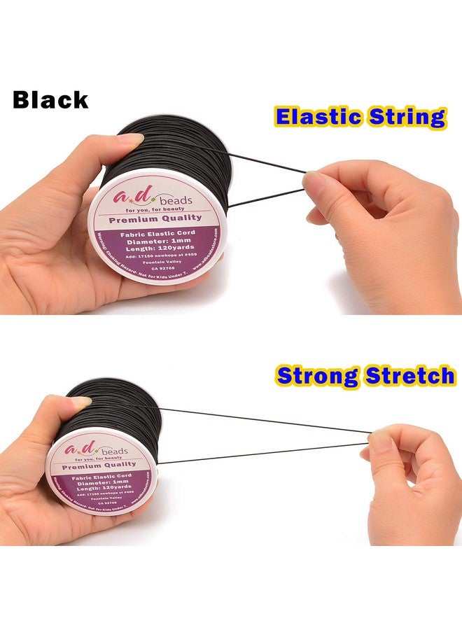 AD BEADS 120 Yards 1.0Mm Black Elastic Cord For Beading Bracelets Jewelry Making (Black) - Image 5