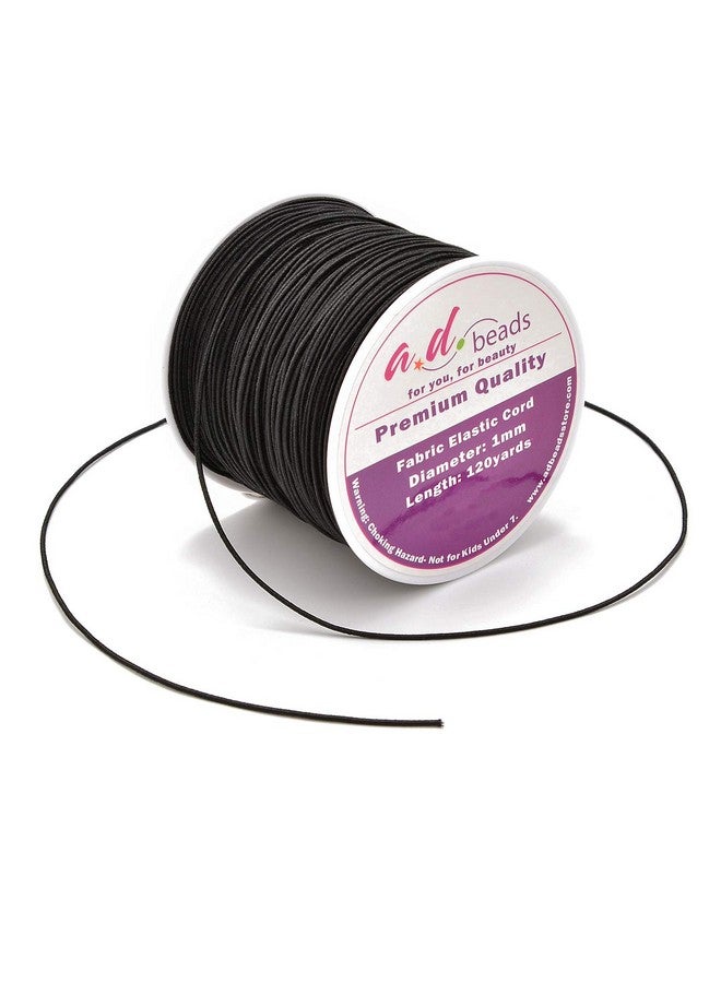 AD BEADS 120 Yards 1.0Mm Black Elastic Cord For Beading Bracelets Jewelry Making (Black) - Image 1