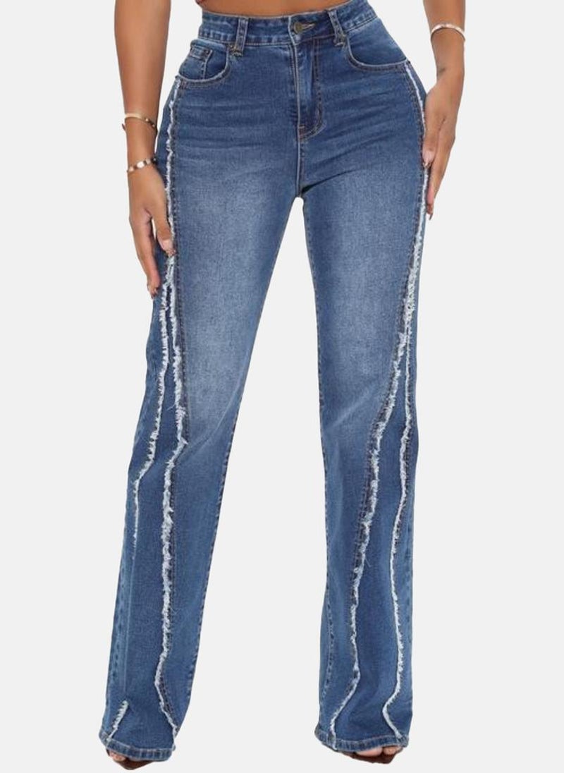 يونيكي جينز أزرق مستقيم بقصة نظيفة وخصر عالٍ - Image 1