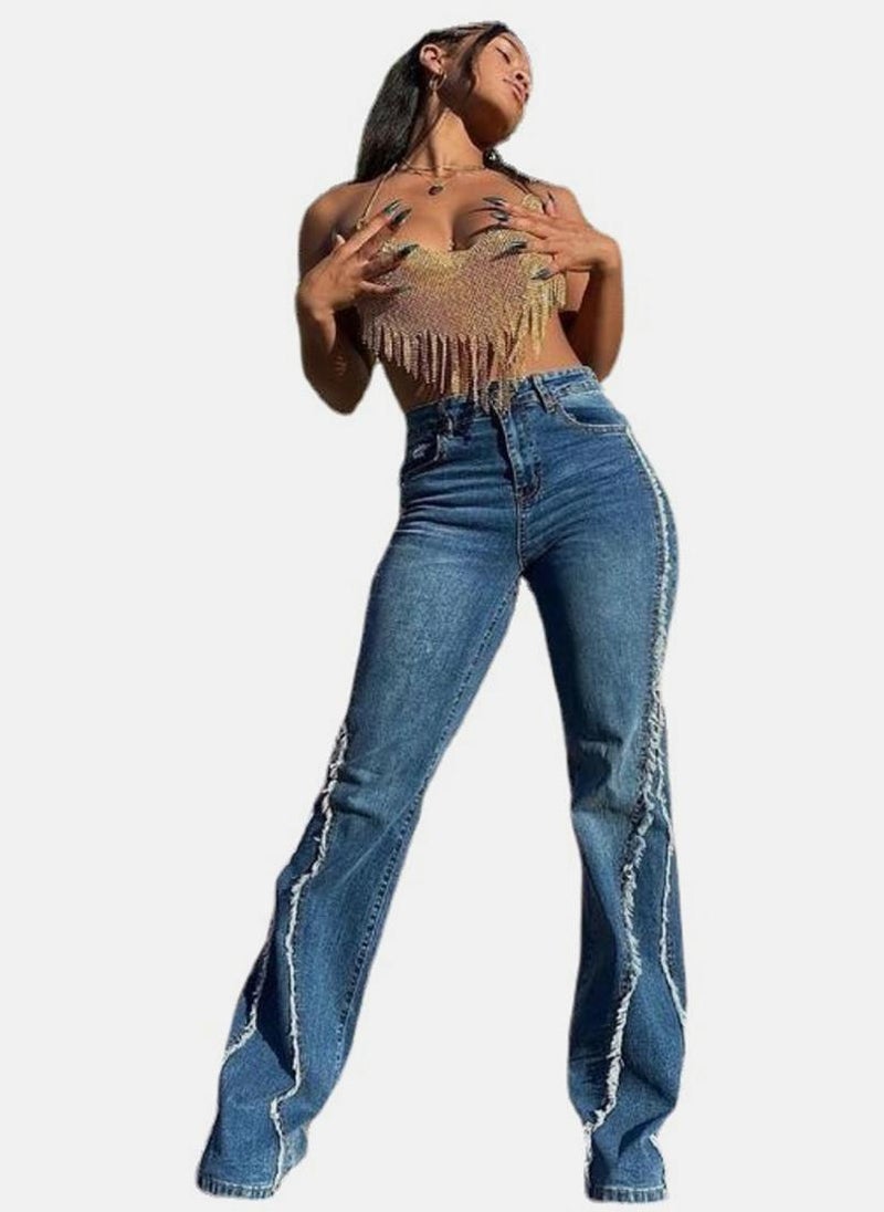 يونيكي جينز أزرق مستقيم بقصة نظيفة وخصر عالٍ - Image 4