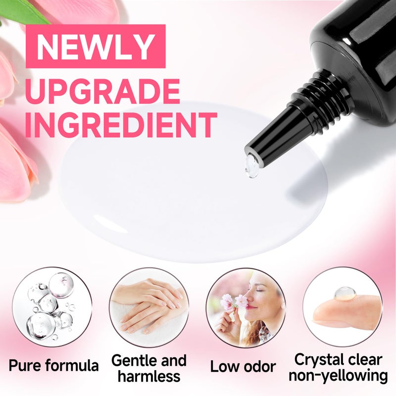UNA GELLA No Lamp Need Solid Nail Glue for Press Ons: Nails Acrylic Nails Super Strong Semi Nail Glue Gel Fast Curing 10ml*2pcs Long Lasting Gel Glue Kit - Image 4