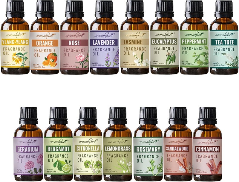اروماهبور زيت عطري Aromahpure - سلسلة الاندماج | 225 مل | مجموعة من 15 عبوة | زيت عطري لتعطير المنزل | مثالي للاستخدام في العلاج بالعطور | يُستخدم في أجهزة التوزيع، الشموع، مزيلات الروائح الكريهة، والصابون. - Image 1