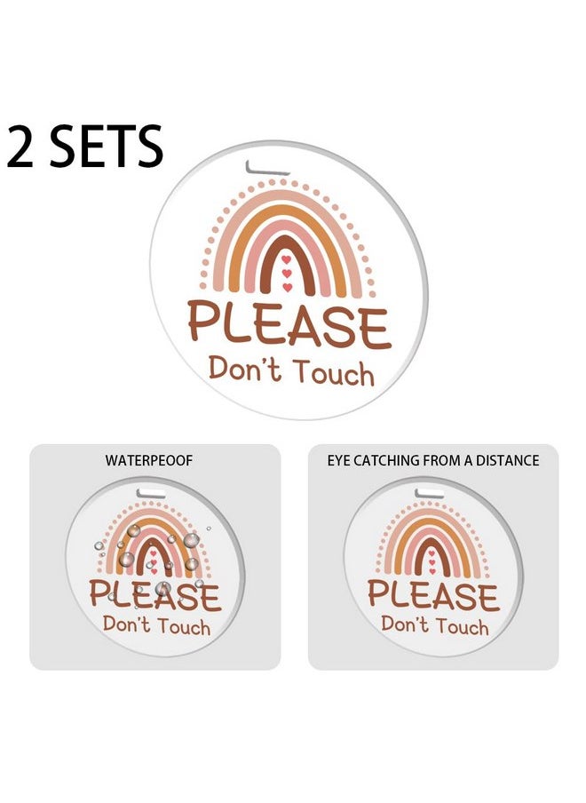 FREEBLOSS FREEBLOSS 2 Pack No Touching Baby Car Seat Sign, Rainbow No Kissing Baby Stroller Tag Please Do Not Touch Baby Sign with 4 Hanging Strap and Clip for Newborn Baby Girl Boy, Gift for New Mom Dad  - Image 2