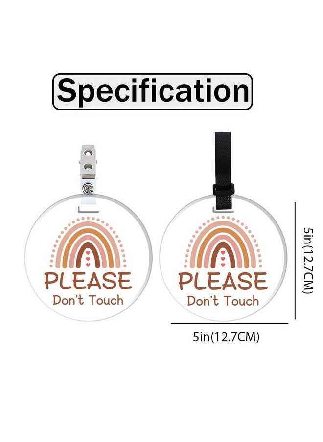 FREEBLOSS FREEBLOSS 2 Pack No Touching Baby Car Seat Sign, Rainbow No Kissing Baby Stroller Tag Please Do Not Touch Baby Sign with 4 Hanging Strap and Clip for Newborn Baby Girl Boy, Gift for New Mom Dad  - Image 3