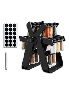 Rotating Spice Rack Organizer 360 Degree  Wheel Spice Rack Organizer Seasoning Holder Rack with 18 Glass Spice Jars Seasoning Manager for Kitchen Countertops, Cabinets.