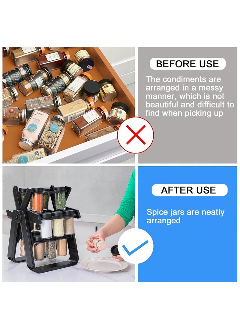 Generic - Rotating Spice Rack Organizer 360 Degree  Wheel Spice Rack Organizer Seasoning Holder Rack with 18 Glass Spice Jars Seasoning Manager for Kitchen Countertops, Cabinets. - Image 1