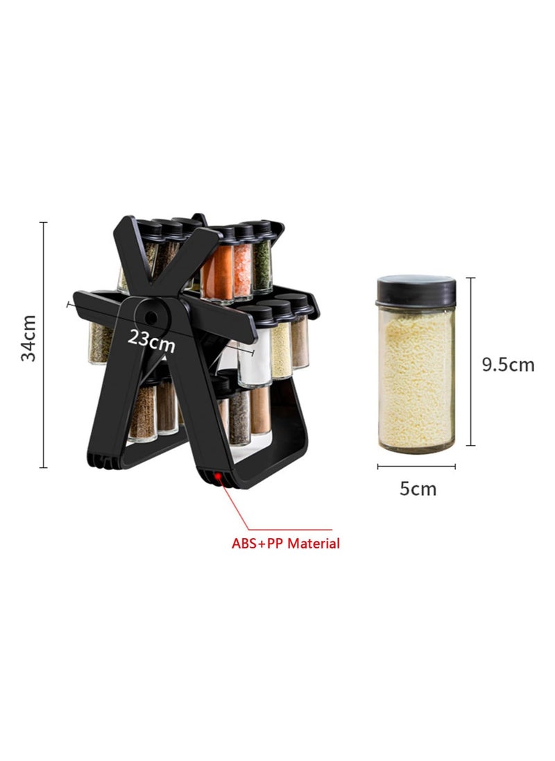 Generic - Rotating Spice Rack Organizer 360 Degree  Wheel Spice Rack Organizer Seasoning Holder Rack with 18 Glass Spice Jars Seasoning Manager for Kitchen Countertops, Cabinets. - Image 1