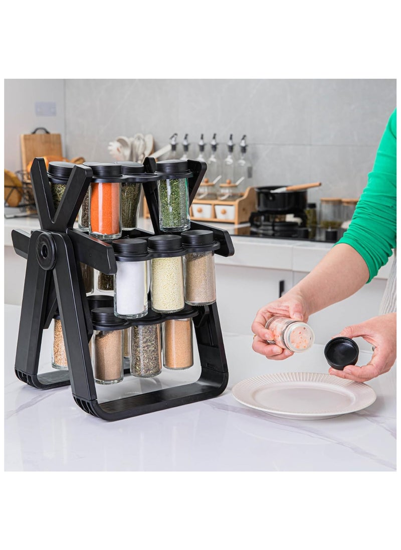 Generic - Rotating Spice Rack Organizer 360 Degree  Wheel Spice Rack Organizer Seasoning Holder Rack with 18 Glass Spice Jars Seasoning Manager for Kitchen Countertops, Cabinets. - Image 1