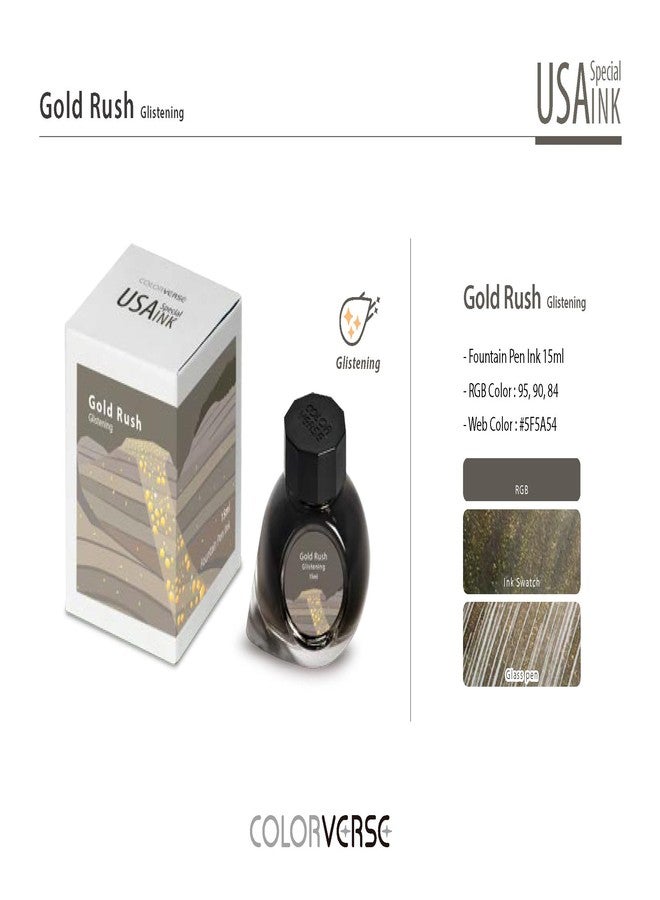 Colorverse Ink - USA Special Series - South Dakota - Gold Rush (Glistening) (15ml) Fountain Pen Ink - Image 2
