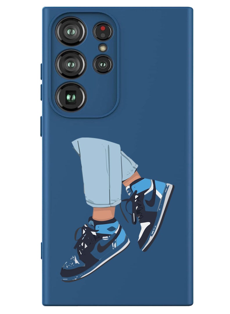 Theodor Protective Slim Fit Case Liquid Silicone Cover with Full Body Protection Anti-Scratch Shockproof Case For Samsung Galaxy S24 Ultra (Blue) - Sneakers - Image 1