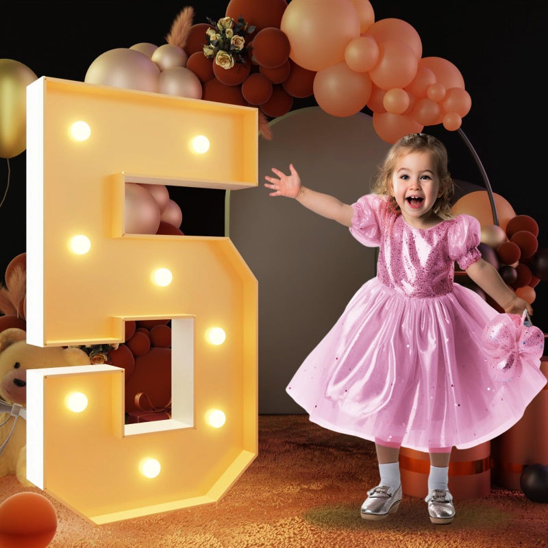 imprsv 3FT Light Up Numbers Marquee Numbers 5 for 15th 50th Birthday Decorations Anniversary Party Decor Marquee Light up Letters PreCut Foam Board Kit