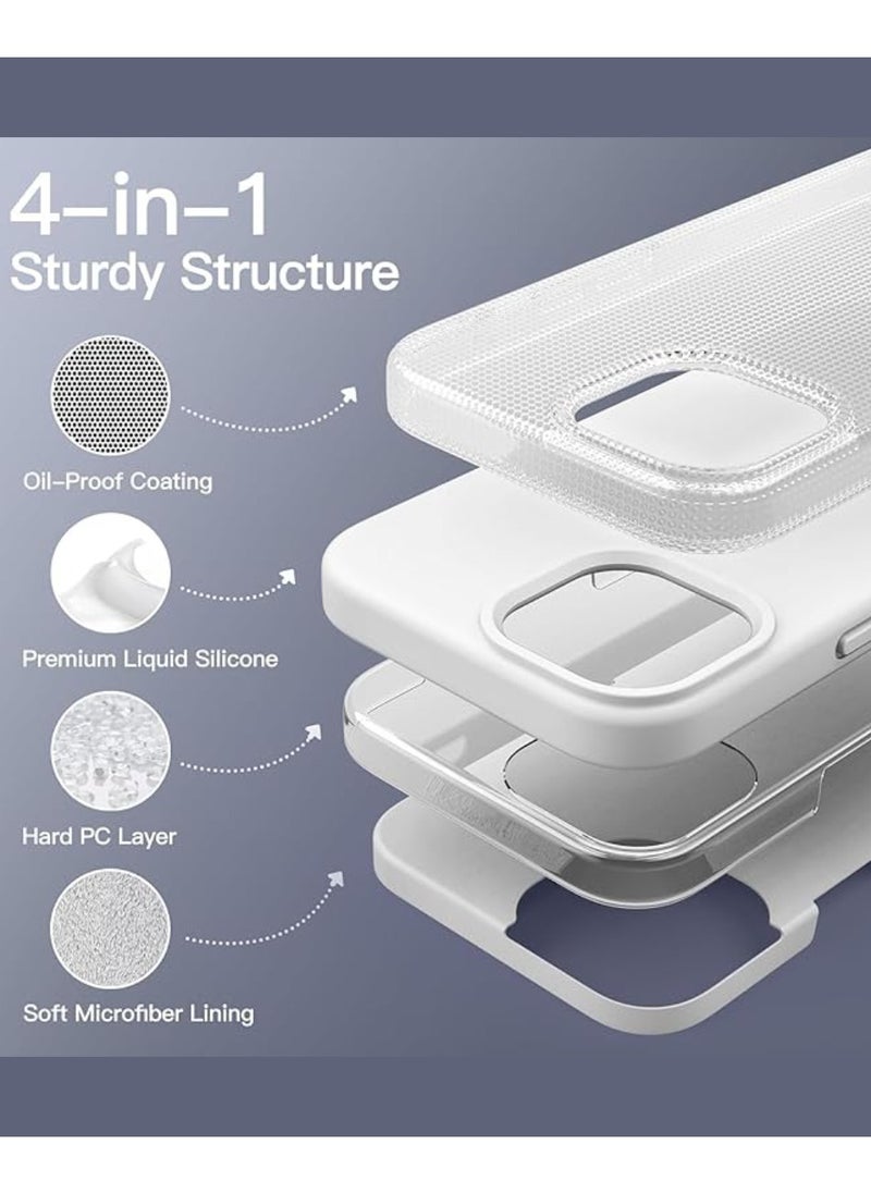 Yuwell iPhone 15 Plus Case Silicone Phone Case Shockproof Protective Case Cover Anti-Scratch Microfiber Lining 4 Layers Ultra Slim iPhone Case 6.7 Inch iPhone 15 Plus Silicone Case Off White  - Image 3