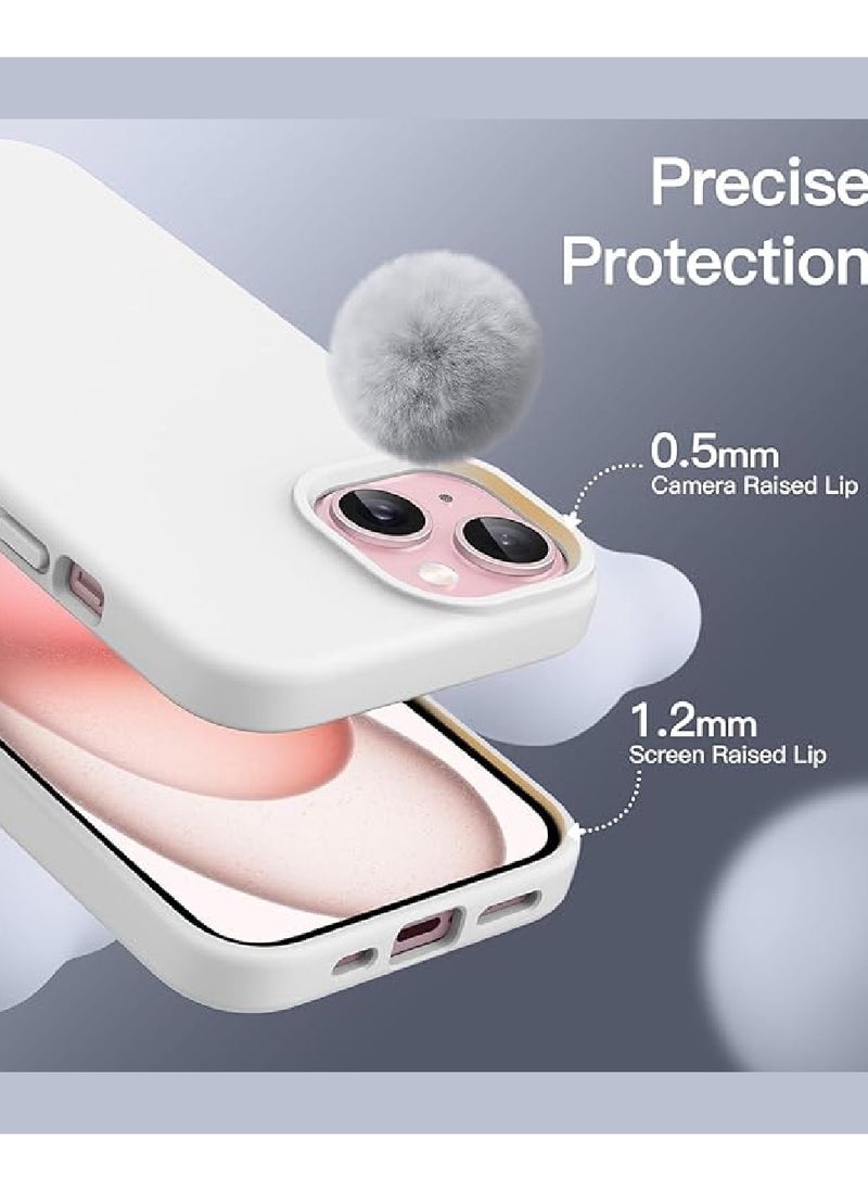 Yuwell iPhone 15 Plus Case Silicone Phone Case Shockproof Protective Case Cover Anti-Scratch Microfiber Lining 4 Layers Ultra Slim iPhone Case 6.7 Inch iPhone 15 Plus Silicone Case Off White  - Image 4