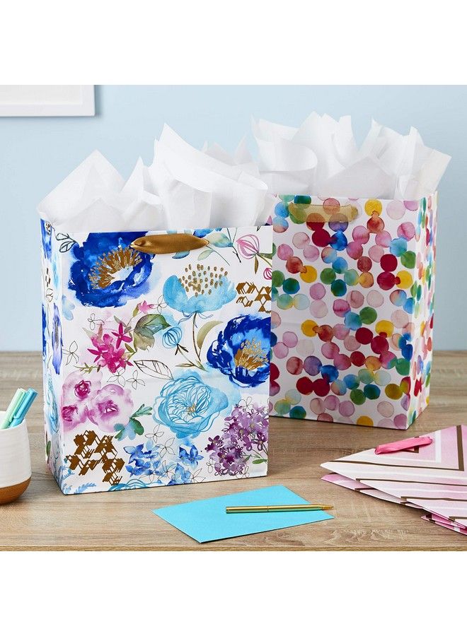 Hallmark 13" Large Gift Bags Assortment With Tissue Paper (Pack Of 3: Floral Chevron Dots) For Birthdays Mother'S Day Baby Showers Bridal Showers Bridesmaids Gifts Weddings Any Occasion - Image 3