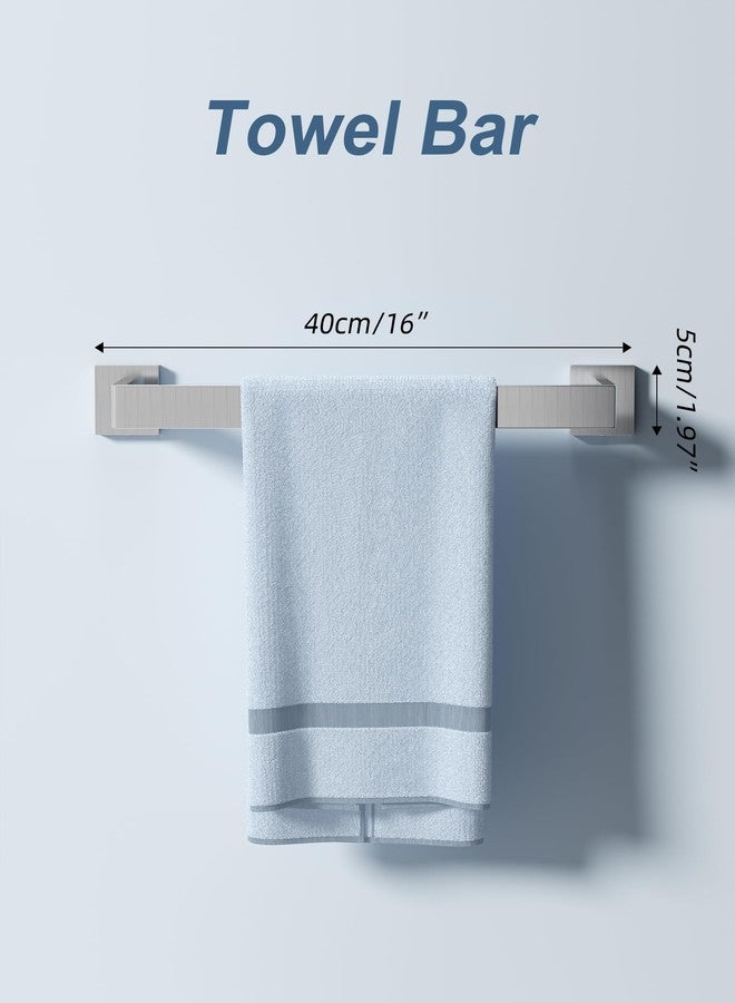 Hinmood Brushed Nickel Towel Bar Set 10 Pieces, Stainless Steel Towel Racks Set with 2×16 Inch Towel Bars, 2×Toilet Paper Holder, 2×Towel Rings, 4× Robe Hooks Bathroom Accessories Set - Image 3