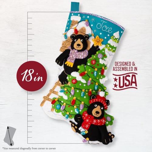 Bucilla Felt Applique 18 Stocking Making Kit Holiday Black Bears Perfect for DIY Arts and Crafts 89622E - Image 3