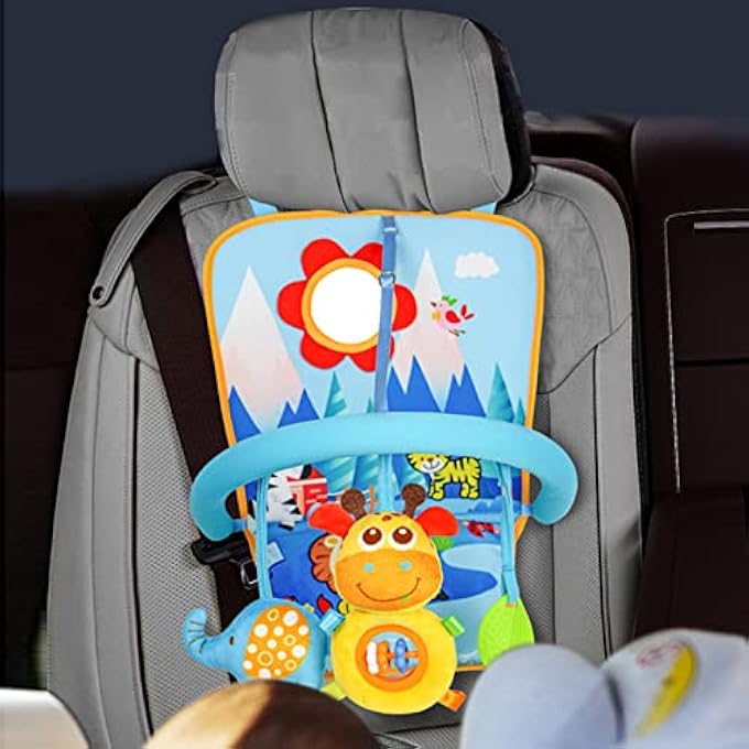 INFANT CAR SEAT TOY FOR BABIES 0-6 MONTHS, KICK AND PLAY ACTIVITY CENTER WITH MIRROR JINGLING TOYS,FUN TRAVEL BABY TOY FOR REAR CAR SEAT, BABY TRAVEL TOYS(SNOWY MOUNTAINS) - Image 2