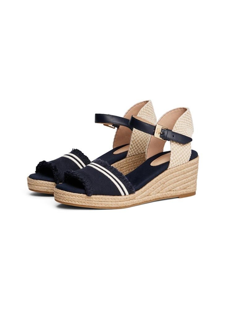 TOMMY HILFIGER Fringe Canvas Medium Wedge Sandals  - Image 4