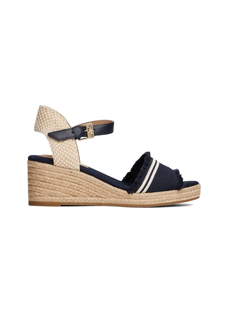 تومي هيلفيغر Fringe Canvas Medium Wedge Sandals