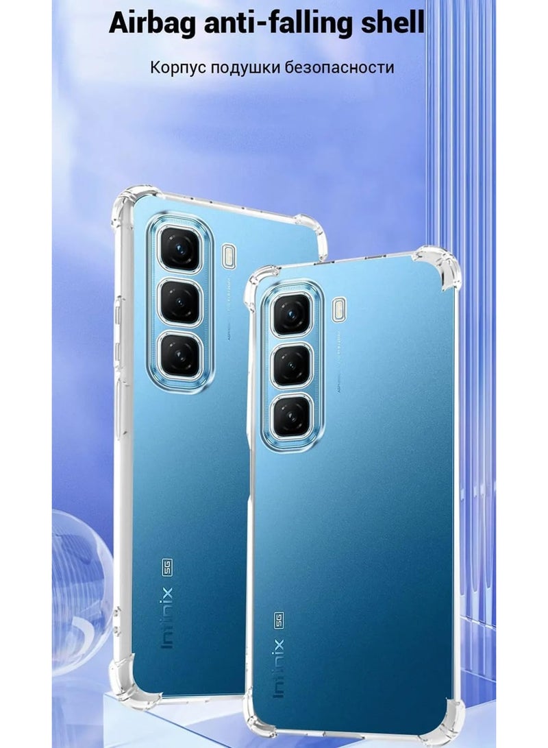 Lion Store transparent case compatible with Infinix Hot 50, soft thermoplastic polyurethane clear back cover with 4-corner shockproof air cushion to protect the camera lens - Image 2