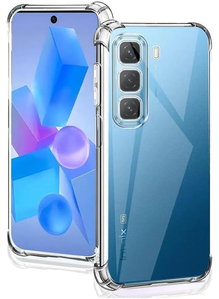 Lion Store transparent case compatible with Infinix Hot 50, soft thermoplastic polyurethane clear back cover with 4-corner shockproof air cushion to protect the camera lens - Image 1